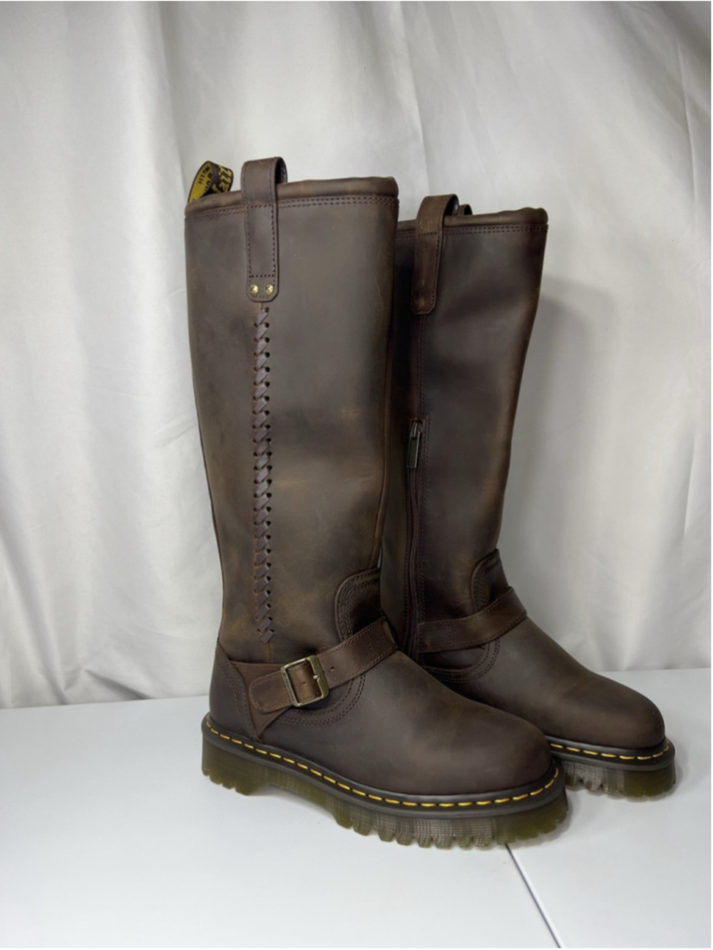Dr. Martens Brown Leather Tall Combat Boots